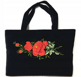 Torebka haftowana na ramię - łowickie hafty