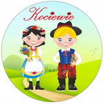 Naklejka okrągła strój kociewski (dzieci)