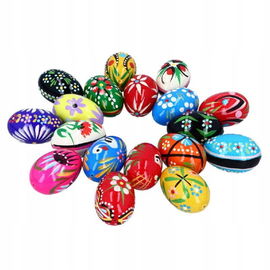 Ręcznie malowane folk drewniane jajko - pisanka ludowa