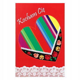 Kartka folk łowicki - Kocham Cię + koperta