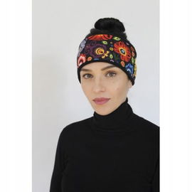 Opaska na głowę ocieplana folk łowicki (czarna)
