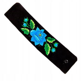 Bransoletka haftowana - z niebieską różą
