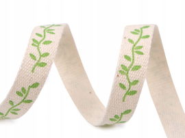 Wstążka bawełniana 10 mm - listki