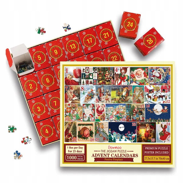 KALENDARZ ADWENTOWY PUZZLE 24 Różne Obrazki Świąteczne MERRY CHRISTMAS EKO