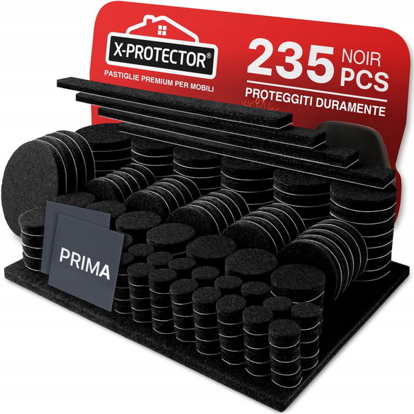 X-Protector Podkładki Meblowe 235 szt. Filc Ochronne Drewniane Czarny