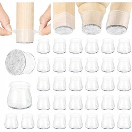 Zestaw 32 nakładek na nogi krzesła/stołu Aneaseit, 38 mm, przezroczyste