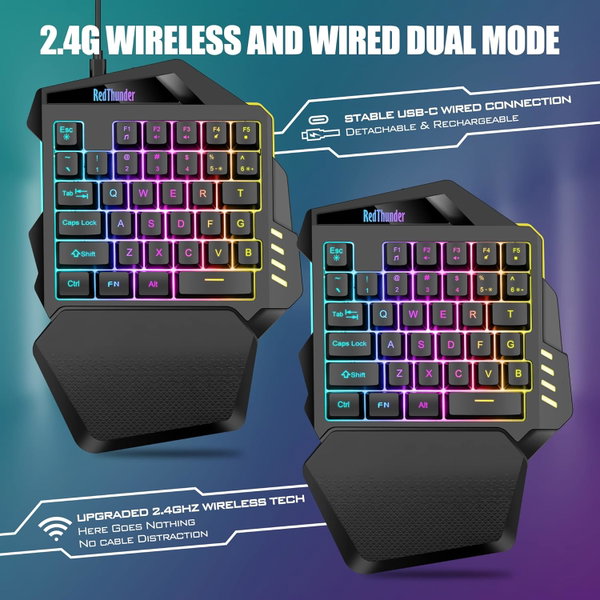 BEZPRZEWODOWA KLAWIATURA RedThunder G60 JEDNORĘCZNA GAMINGOWA RGB USB 2.4G
