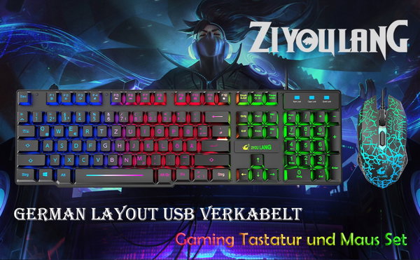 ZIYOU LANG T13 ZESTAW KLAWIATURA + MYSZ GAMINGOWA + PODKŁADKA