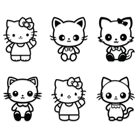 Zestaw naklejek bez tła Kawaii Kitty Hello Koty Kotki od GravArt