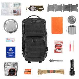Plecak ewakuacyjny przetrwania Brandit US Cooper 40 l Black z wyposażeniem
