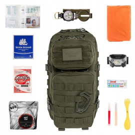 Plecak ewakuacyjny przetrwania Brytzky Tactical 20l Olive V2 z wyposażeniem
