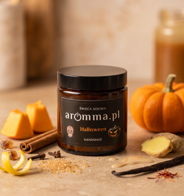 AROMMA ŚWIECA SOJOWA DYNIOWE CIASTKO / HALLOWEEN 120 ML POCZUJ TEN NASTRÓJ!