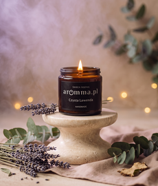 ŚWIECA SOJOWA CZYSTA LAWENDA 120ML INTENSYWNA - WYPOCZYNEK I RELAKS! GRATIS