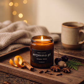 ŚWIECA SOJOWA GRZANE WINO 180 ML AROMMA - KORZENNA NUTA + ZAPALNICZKA