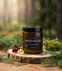 ŚWIECA SOJOWA AROMMA - LAS SOSNOWY 180ML JARMARK + GRATIS ZAPALNICZKA