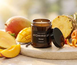 ŚWIECA SOJOWA AROMMA 180 ML MANGO POCZUJ SOCZYSTY OWOC + ZAPALNICZKA GRATIS