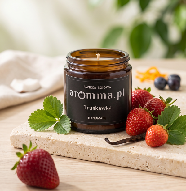 ŚWIECA SOJOWA TRUSKAWKA AROMMA 120 ML SPRAWDŹ! GRATIS ZAPALNICZKA!