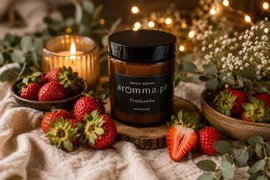 ŚWIECA SOJOWA .:AROMMA:. SOCZYSTA TRUSKAWKA AROMMA 180 ML + ZAPALNICZKA