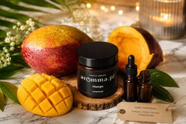 ŚWIECA SOJOWA AROMMA 120 ML MANGO SPRAWDŹ! ZAPACH SOCZYSTEGO MANGO + GRATIS