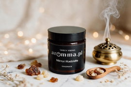 ŚWIECA MIRRA I KADZIDŁO AROMMA 120 ML SPRAWDŹ! NUTA Z BIBLII + ZAPALNICZKA