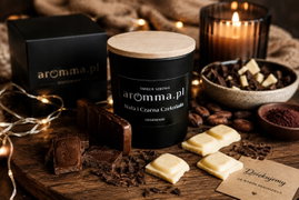 ŚWIECA SOJOWA AROMMA CZARNA I BIAŁA CZEKOLADA 180 ML - ZAPALNICZKA GRATIS
