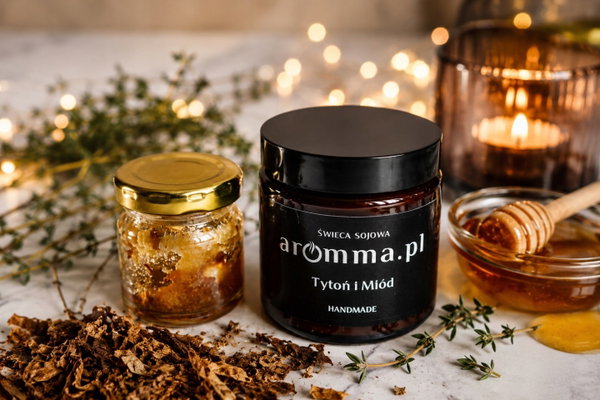 ŚWIECA SOJOWA AROMMA 120 ML TYTOŃ I MIÓD SPRAWDŹ! MARYNARSKA NUTA + GRATIS