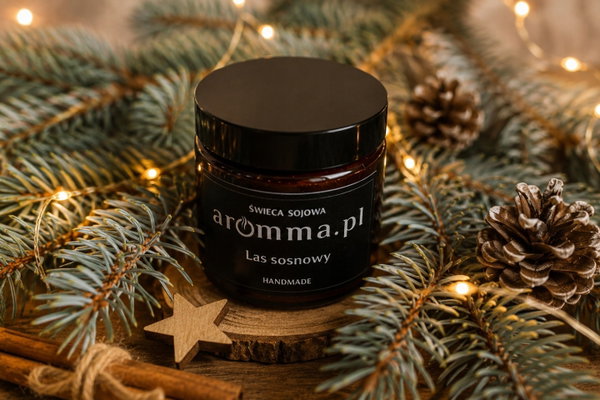 ŚWIECA SOJOWA LAS SOSNOWY 120ML AROMMA - ZAPALNICZKA GRATIS