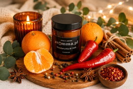 INTENSYWNA ŚWIECA SOJOWA MANDARYNKA 37H ZAPACHU ..::AROMMA::.. + GRATIS