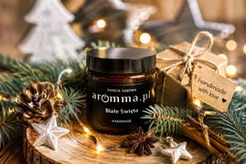 ŚWIECA SOJOWA BIAŁE ŚWIĘTA 120 ML AROMMA INTENSYWNA! - ZAPALNICZKA GRATIS