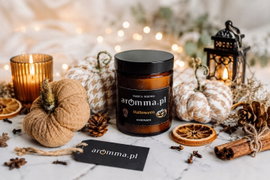AROMMA ŚWIECA SOJOWA DYNIOWE CIASTKO / HALLOWEEN 180 ML + ZAPALNICZKA