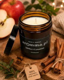INTENSYWNA ŚWIECA SOJOWA AROMMA JABŁKO I CYNAMON CZAS PALENIA 37H + GRATIS