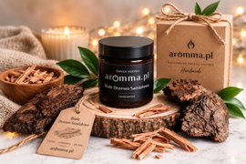 ŚWIECA SOJOWA BIAŁE DRZEWO SANDAŁOWE 120 ML AROMMA MOCNA NUTA + ZAPALNICZKA