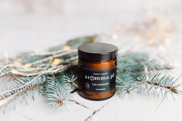 ŚWIECA SOJOWA AROMMA - LAS SOSNOWY 180ML JARMARK + GRATIS ZAPALNICZKA