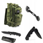 Zestaw Taktyczny 8w1 Plecak 25L+Nóż+Etui+Spork Survival OffLander Czarny