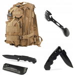 Zestaw Taktyczny 8w1 Plecak 25L+Nóż+Etui+Spork Survival OffLander Czarny