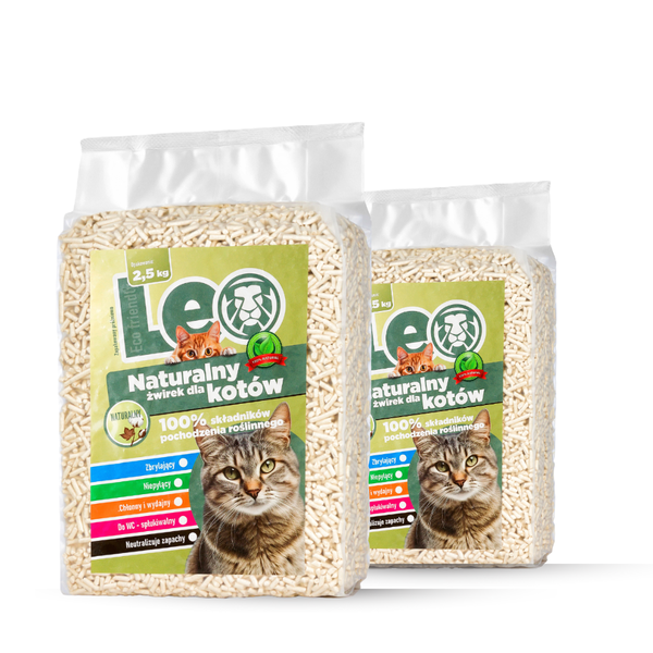 Żwirek dla kota Leo Naturalny 5 kg Zbrylający Tofu Słukiwalny Wydajny