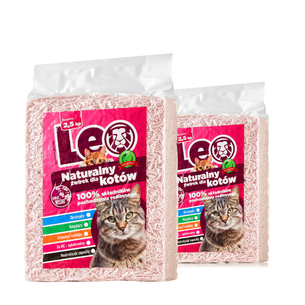 Żwirek dla kota LEO TOFU 5kg KWIAT WIŚNI ZBRYLAJĄCY