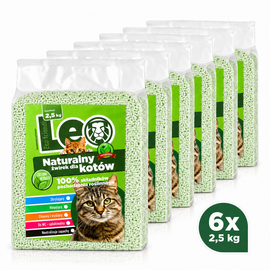Żwirek dla kota Leo Zielona herbata x6 Zestaw Zbrylający Bezpyłowy Tofu