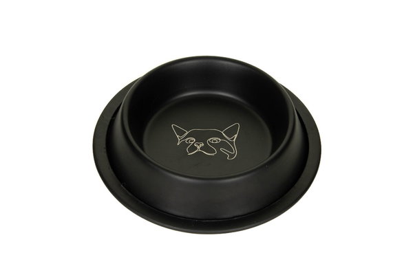 Miska dla kota MEOW 0,24L - Czarna z grawerem Elegancka metalowa