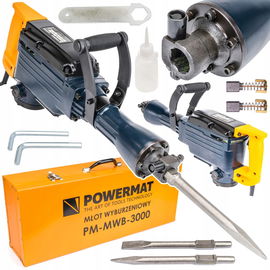 MŁOT Wyburzeniowy Udarowy do Kucia 45J HEX 3000W DŁUTA ZESTAW