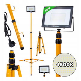 NAŚWIETLACZ LED 50W ZE STATYWEM BUDOWLANYM TELESKOPOWYM 4500K GEKO