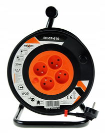 Przedłużacz Bębnowy 25m Budowlany Zwijak Ogrodowy na Bębnie Zasilacz Stelaż