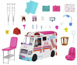 Barbie - Karetka Mobilna klinika Zestaw z 20 akcesoriami