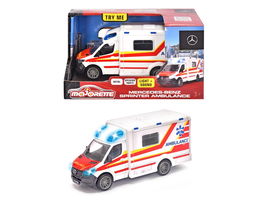 Metalowy pojazd Grand Mercedes Ambulans karetka świeci 12,5 cm Majorette