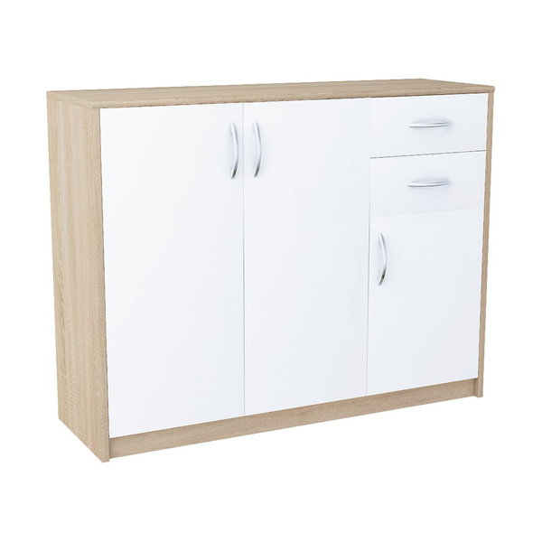 Komoda z szufladami 110cm, 3D2S, szafka, do salonu Dąb sonoma/Biały