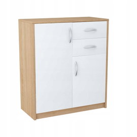 Komoda z szufladami 74cm, 2D2S, szafka, do salonu, Dąb Sonoma/Biały