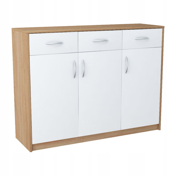Komoda z szufladami 110cm, 3D3S, szafka, do salonu Dąb Sonoma/Biały