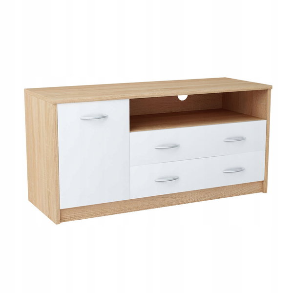 Szafka RTV Combo, Półka, 110cm, Dąb Sonoma/Biały