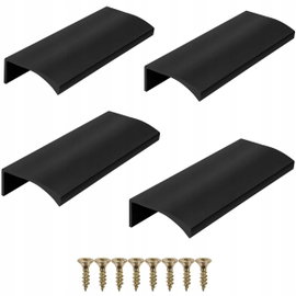 4x Uchwyt meblowy Krawędziowy 96/130mm czarny mat, do szafek kuchennych