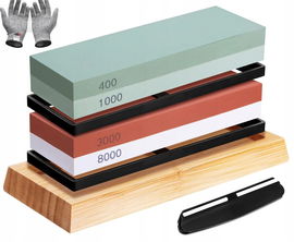 OSEŁKA KAMIEŃ WODNY OSTRZAŁKA DO OSTRZENIA NOŻY ZESTAW 400 1000 3000 8000